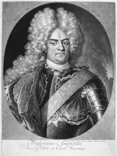 Augustus II (1670-1733) Koning van Polen, 1710 door Pieter Schenk